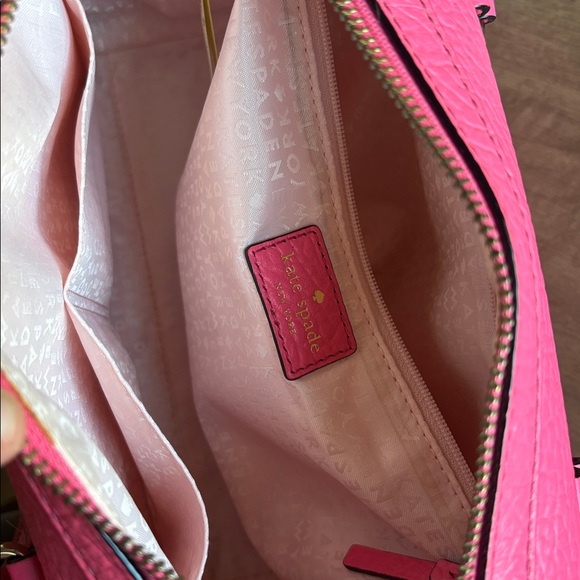 Kate Spade Pink Pebbled Leather Satchel Crossbody Gold Hardware - Picture 9 of 14